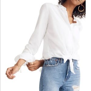 Madewell Tie Front Oxford Shirt XL